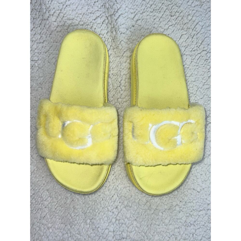 UGG Womens Slides/Slippers Shoes Yellow Rare Lambswool Treadlite Sz 6 - k6